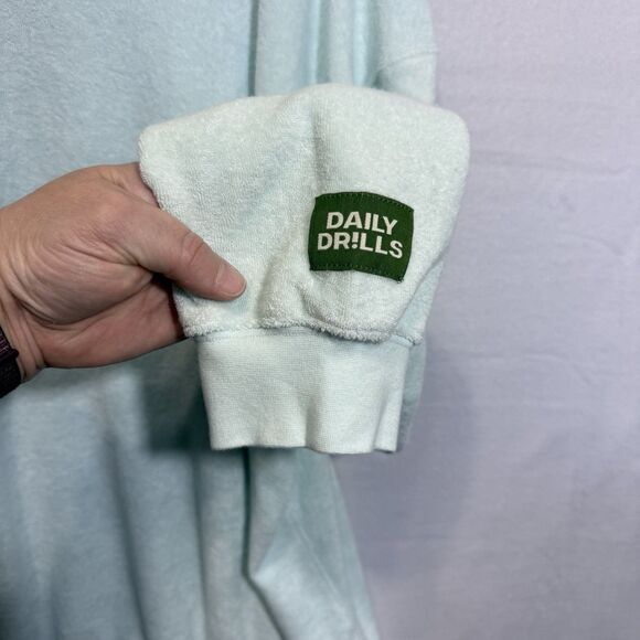 Daily Drills Oversized Crew Neck Terry Cloth Cozy Sweatshirt Surf Green Size M/L - Picture 5 of 10